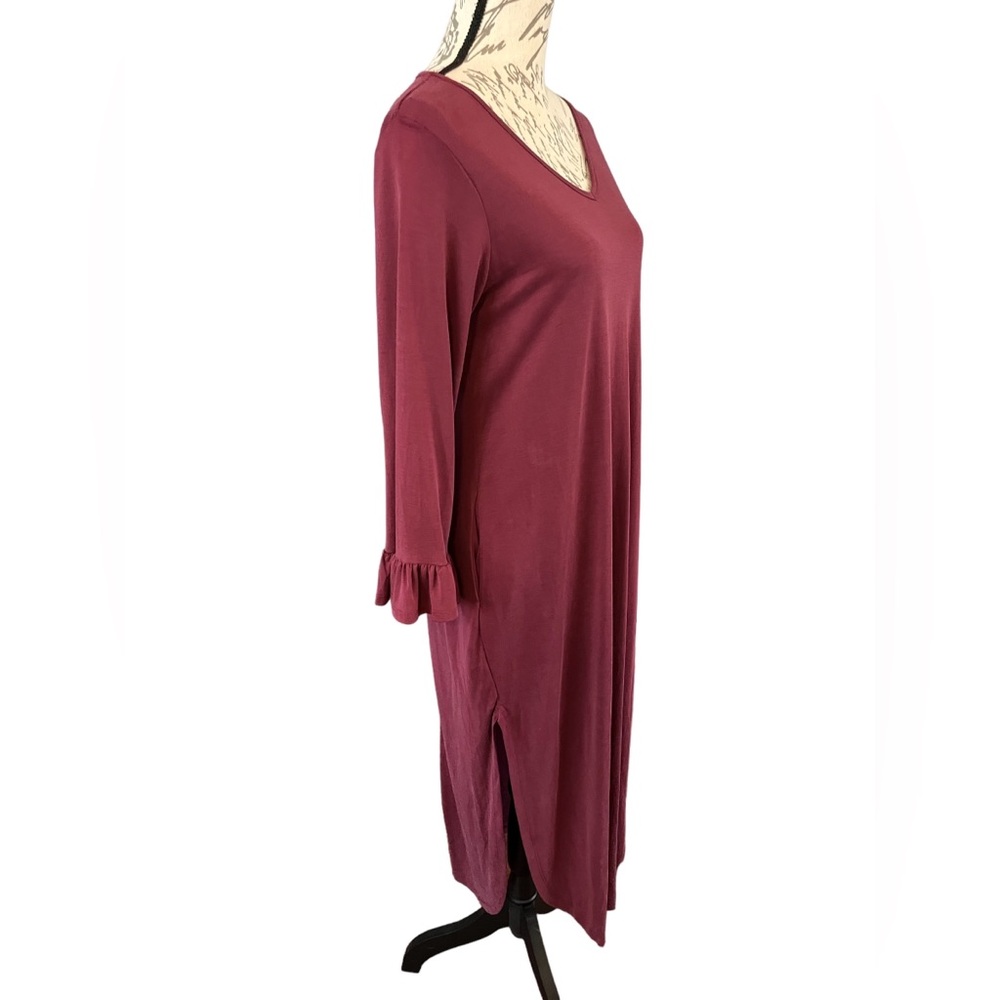 NWT Jodifl Burgundy Long sleeves Dress Boutique Size Small Pockets Midi Casual - Picture 7 of 15